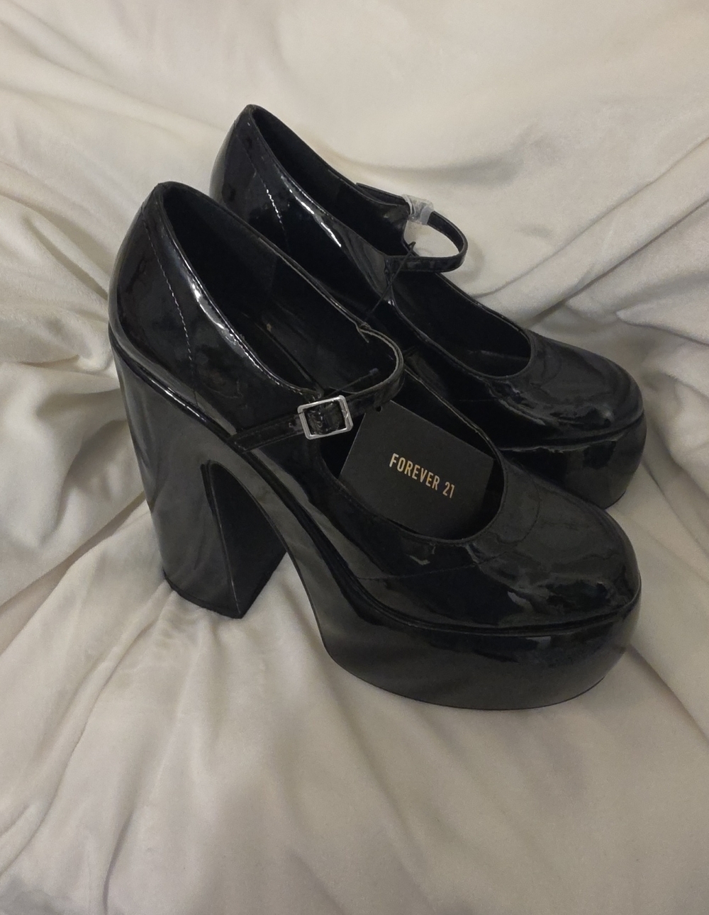 Forever 21 Black Patent Platform Mary Jane Heels